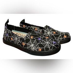 TOMS Alpargata Glow in the Dark Halloween Spider Web Slip On Shoes Youth Size 12